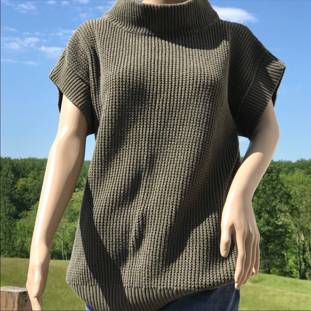 Ann Taylor Olive Green 100% Cotton Sweater Size M